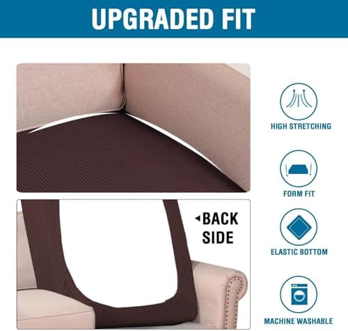 H.VERSAILTEX Super Stretch Individual Chaise Cover Sectional Couch Covers for L Shaped Sofa Both Left/Right Featuring Thick Jacquard Textured Twill Fabric (1 Piece Chaise Cover Large, Chocolate) - Image 6