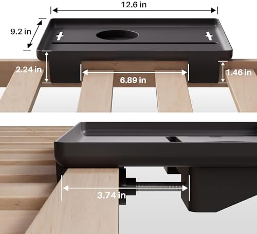 JOYMOOP Clip-On Bedside Shelf for Bunk Beds, Dorm Room Essentials, Bedside Caddy, No-Tool Install Bed Side Table Storage for Loft, Platform Beds, Nightstand Caddy for Phone, Glasses, Book, Black - Image 3