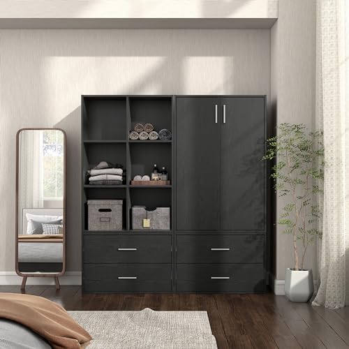 Homes: Inside + Out Apexa 2-Drawer Wooden Stackable Storage Drawers, Small Food Pantry Cabinet, Cajonera De Madera, Underbed Drawer Dorm Teen Room Decor & Bedroom, Home Office, Kitchen, Black - Image 2