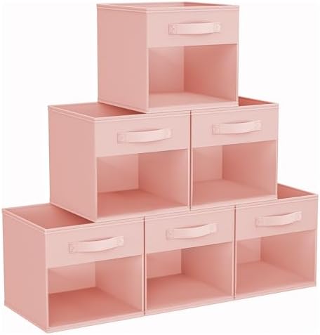 DIMJ Modern 6 Pack Foldable Storage Cubes with Window, 11x11 inch Plastic Closet Organizer Bins for Clothes, Toys, Books by DiMJ