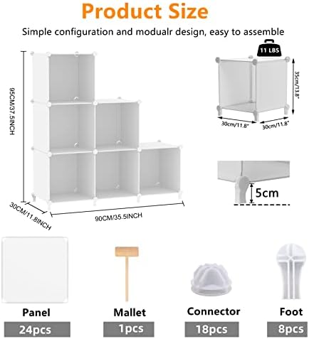 AWTATOS Closet Organizers and Storage, 6 Cube Storage Organizer, White - Image 3