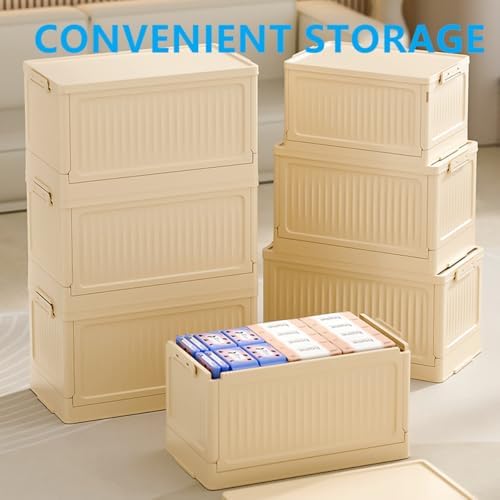 Foldable Storage Bin with Lid, 1‑Pack Beige – Collapsible Storage Box Organizer for Closet, Clothes, Toys, Books, Documents - Image 5