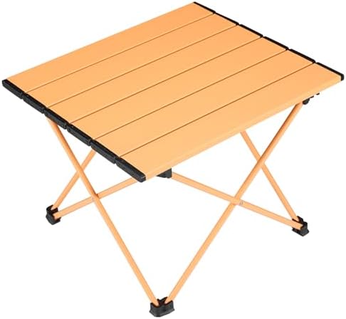Tesouro Portable Camping Table,Folding Side Table Aluminum Top for Outdoor Cooking, Hiking, Travel, Picnic (Apricot-Small) by Tesouro