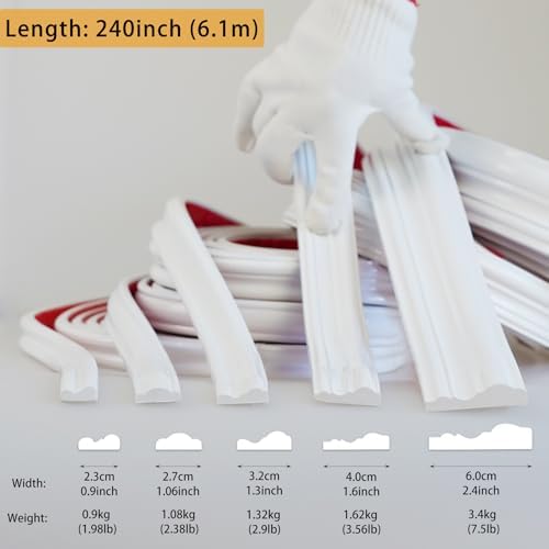 Hungbak 240"L x 2.4"W Peel and Stick Chair Rail Panel Molding, Pre-Primed Trim for Home Decoration & Wall Protection - Image 2