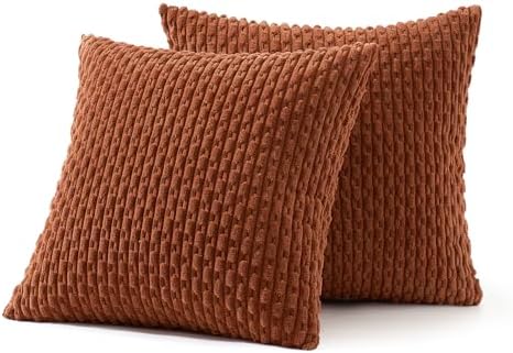 MIULEE Fall Decorative Throw Pillow Covers 20x20 Burnt Textured Corduroy - Image 6