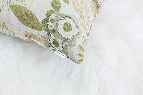 Mika Home Pack of 2 Decorative Oblong Rectangular Throw Pillow Cover Cushion Cases for Chair,Sunflower Pattern,12x20 Inches, Green Cream - Image 4