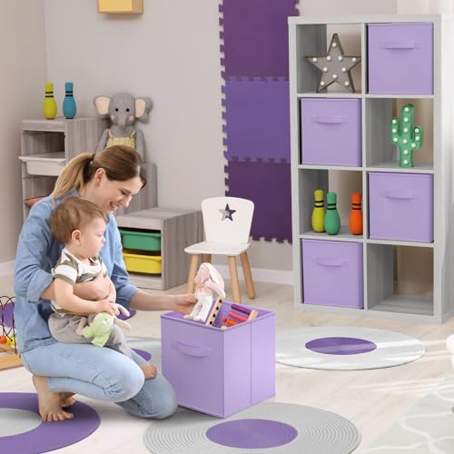 Sorbus Fabric Storage Cubes, 6-Pack Foldable Bins (11 Inch, Pastel Purple) - Image 2