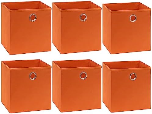 Simple Houseware 11-Inch Foldable Cube Storage Bins with Handles, Orange - Image 6