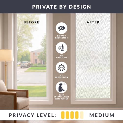 Metropolis Window Privacy Film by Artscape - Decorative Frosted Glass Design, Static Cling, Day and Night Privacy, Reduces Glare, Easy to Apply and Removable, Made in USA - 36 x 72 Inch - Image 3