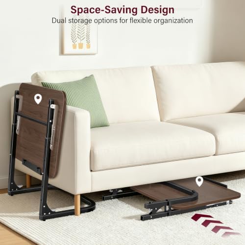 Extra Large TV Dinner Tray Table & End Table, Height & Angle Adjust Laptop Desk, Easy to Install, Foldable &Easy to Store, with Phone & Tablet Stand, for Couch, Bed, Side, Walnut Wood Desktop - Image 6