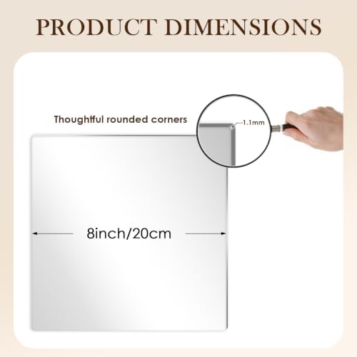 16PCS Square Acrylic Mirror Tiles, Wall Mirror Full Length, Mirror Sheets for Walls Decor, Square Mirror Centerpieces for Tables, Wall Mirror Full Length, for Bathroom Bedroom Home Gym Door (8inch) - Image 2