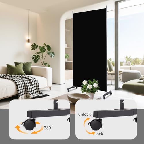 Folding Room Divider W/Wheels,Heavy Duty Base Privacy Screen Separator - Image 5