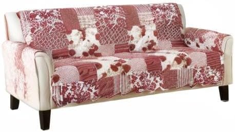 Great Bay Home Reversible Patchwork Sofa Cover - Washable Slipcover Furniture Protector with Elastic Straps - Perfect for Kids & Pets - Box-Stitched Detail (Burgundy) - Image 5