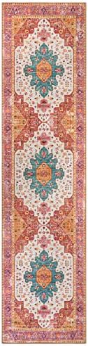 Moynesa Ultra-Thin Washable Rug - 2'6" x 10' Pink Long Hallway Carpet, Vintage Non Skid Non Shedding Low Pile Bedroom Mat for Girl's Room, Bathroom, Kitchen - Image 6