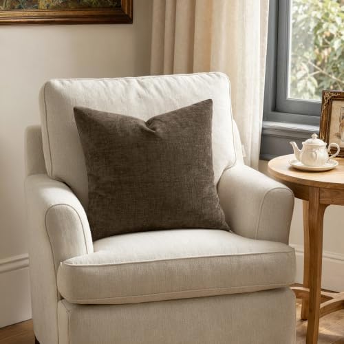 MIULEE Chocolate Brown Chenille Couch Throw Pillow Covers, 18x18 - Image 4
