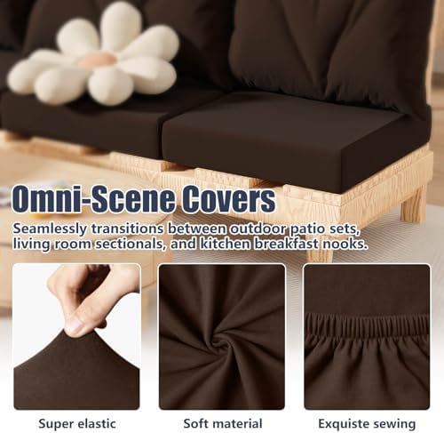 8Pcs Outdoor Cushion Covers, Stretch Patio Furniture Couch Chair Slipcovers - Image 4
