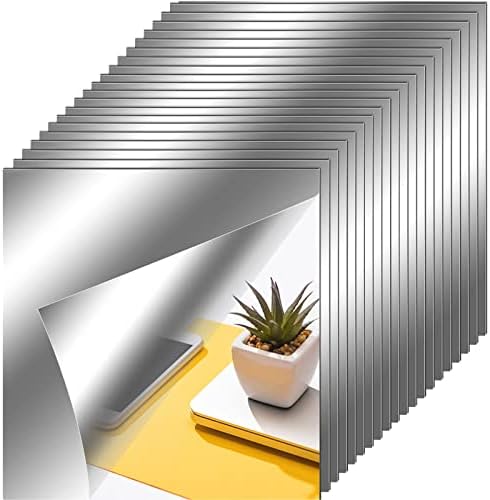 Zonon 20 Pieces Flexible Mirror Sheets Self Adhesive,12 X 12 Inches by Zonon