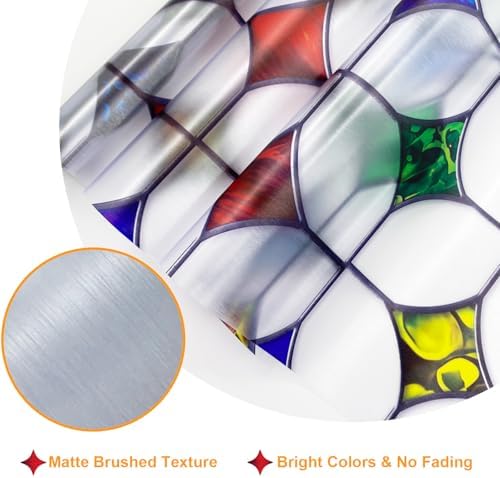 Stained Glass Window Film - Non-Adhesive Colorful Privacy Film | Privacy Protection, Reusable & Renter Friendly | Perfect for Bedroom/Bathroom Room Decor (Frosted Mosaic, 35.4 X 78.7 in) - Image 4