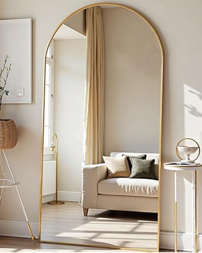 81''x41'' Oversized Full Length Mirrors, Arched Floor Mirror with Stand, Full Body Large Oversized Standing Mirror/Leaning/Hanging Wall Mounted for Living Room, Bedroom, Gold - Image 7