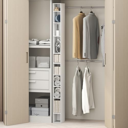Furinno Fulda 10-Tier Closet Organizers and Storage, Open Shelf, Storage Organizer, 6-Inch Width, for Closet, Bedroom, White by Furinno-FitsYourSpaceFitsYourBudget