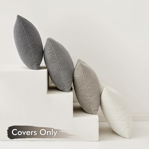 MIULEE Neutral Decorative Euro Pillow Covers 24x24 Set of 4 Modern Grey - Image 5