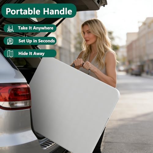 Folding Table 6FT Heavy Duty Plastic Table with Handle, Foldable&Portable, Fold-in-Half Utility Tables for Outdoor, Dining, Wedding, Events, Indoor, Picnic, Camping, Party, White - Image 6