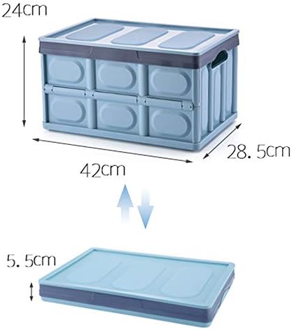 Lidded Storage Bins 2 Pack 30L Collapsible Storage Box Crates Plastic Tote Storage Box Container Stackable Folding Utility Crates for Clothes, Toy, Books ,Snack, Shoe, and Grocery Storage Bin-Blue - Image 5