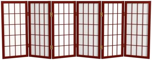 2 ft. Short Desktop Window Pane Shoji Screen - Rosewood - 6 Panels by RedLantern