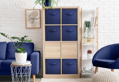 Sorbus Fabric Storage Cubes, 6-Pack Foldable Bins (11 Inch, Navy Blue) - Image 4