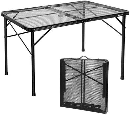 4 Ft Metal Folding Table, Folding Grill Table with 16.5/26 in Heights by EEASTSTORM