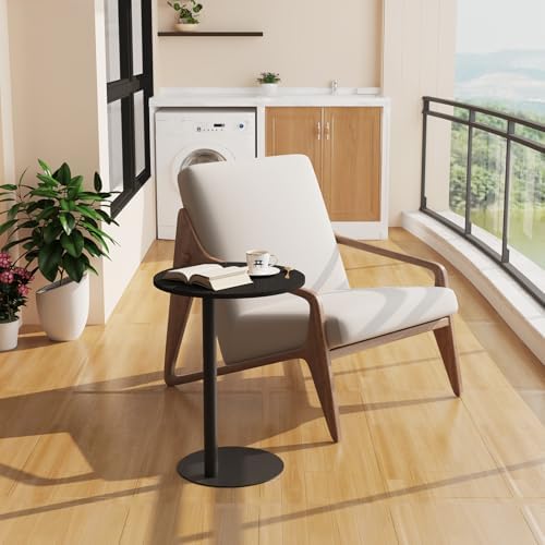 C Shaped End Table, Modern Round Side Table for Couch (Black,14.5") - Image 6
