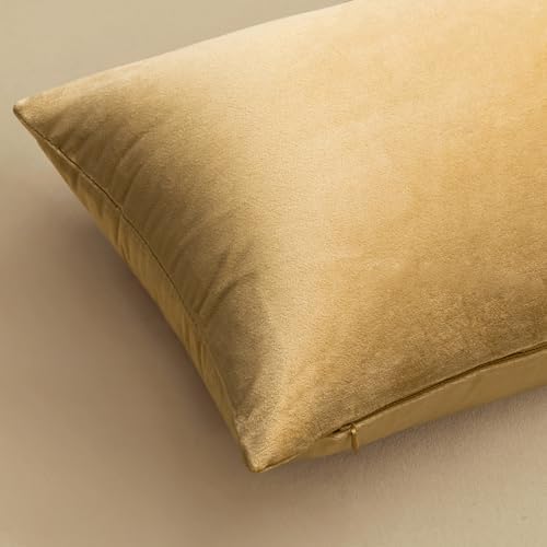 MIULEE Velvet Throw Pillow Covers 18x18 Inch Pack of 2 Khaki - Image 6