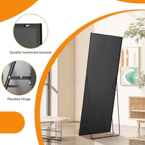 Mirror Full Length, Upgraded 21"x64" Body Wall Mirrors with Shatter-Proof Glass, Floor Standing, Hanging or Leaning, Large Tall Mirror with Stand Aluminum Alloy Frame for Bedroom Cloakroom - Image 6