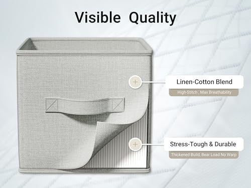 LayerSpace 4 Pack Foldable Fabric Closet Storage Bins, 11Inch Organizer Cubes with Handles, Linen Storage Boxes for Clothes, Toys, Books and Home Organization,Gray - Image 5