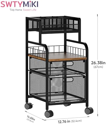 SWTYMIKI Art Cart with Drawers, Rolling Craft Cart with DIY Dividers & Wood Shelf - Mobile Art Supply Organizer for Artists, Students & Small Space, Heavy-Duty Metal, Lockable Wheels Espresso - Image 3