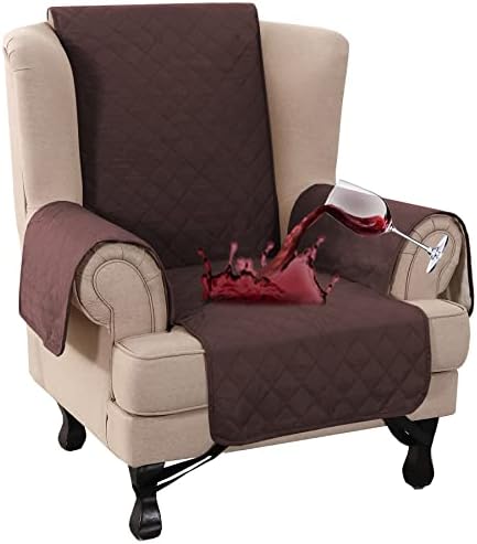 Turquoize 100% Waterproof Wing Chair Cover Wing Armchair Slipcovers, Brown by Turquoize