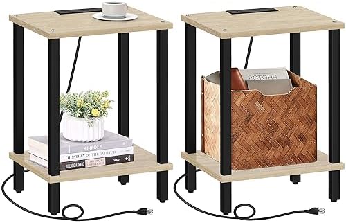 TUTOTAK End Table with Charging Station, Side Table Set of 2, Nightstand by ChoosetutotakFurnitureBuildYourCozyHome
