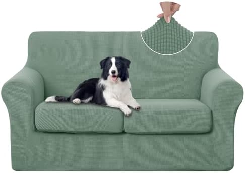 U-NICE HOME 3 Pieces Stretch Loveseat Couch Cover, Olive Green by U-NICEHOME