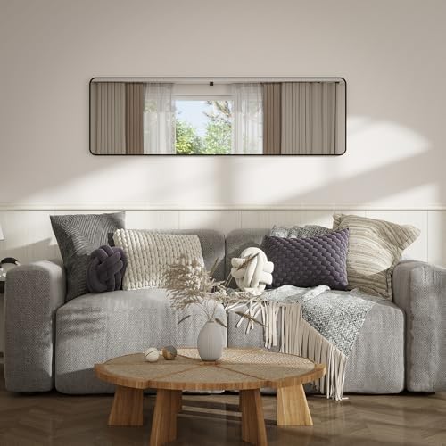 48"x 14" Full Length Door Mirror, Over the Door Mirror, Black - Image 4