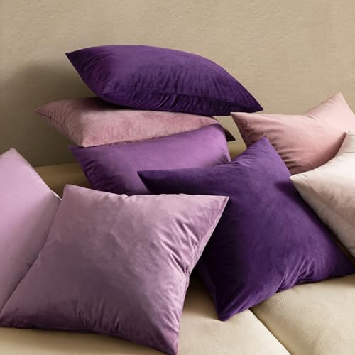 MIULEE Velvet Throw Pillow Covers 20x20 Inch Pack of 2 Eggplant Purple - Image 3