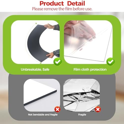 10 Pcs 12" x 24" Acrylic Self Adhesive Mirror Tiles for Wall 2mm Thick Flexible Stick Mirror Sheets Mirror for Home Gym Bedroom Ceiling Workout - Image 3