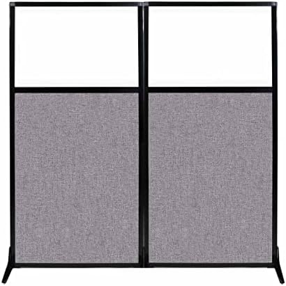 Versare Workstation Partition | Portable Wall Divider | Modern Office Cubicle | Free Standing Privacy Screen | Flexible Work Space | 66" x 70" W/Window, Cloud Gray Fabric Panels by VERSARE