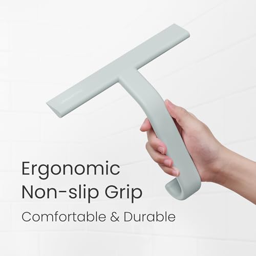 dancemoon JustHang Shower Squeegee with Built-in Hook, 10-Inch Sage Green - Image 6
