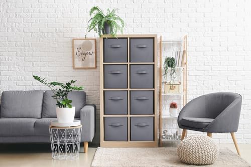 Sorbus Fabric Storage Cubes, 8 Pack, with Handles (11 Inch, Gray) - Image 2