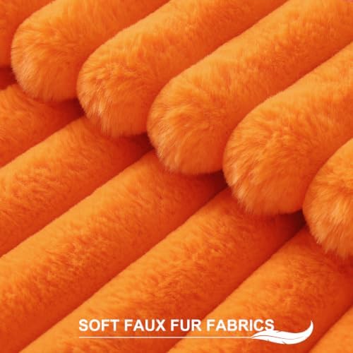 Pallene Faux Fur Fall Throw Pillow Covers 22x22 Set of 2, Burnt Orange - Image 2