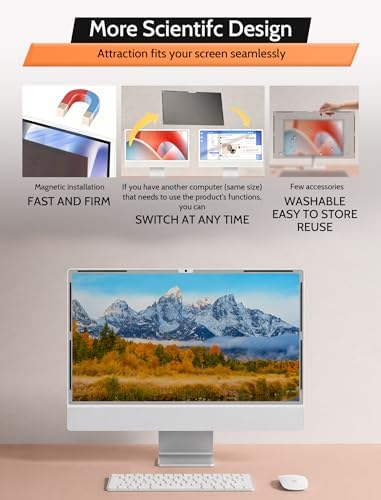 Mamol Magnetic Privacy Screen for iMac 27 Inch & Studio Display (2022 Models), Anti-Glare Blue Light Filter Shield – Upgraded Anti-Spy 27" Privacy Protector - Image 6