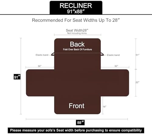 U-NICE HOME Reversible Recliner Chair Covers, Beige/Beige - Image 6
