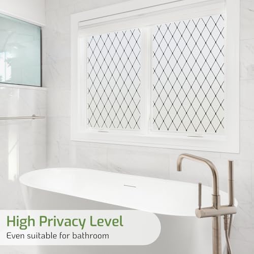 LUTE Frosted Glass Window Privacy Film with Black Lattice, 35.4" x 78.7" - Image 6