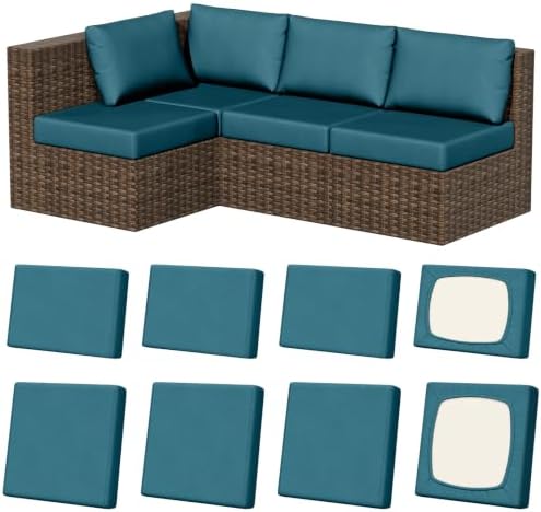 8Pcs Outdoor Cushion Covers, Stretch Patio Furniture Couch Chair Slipcovers by VORSHAPE