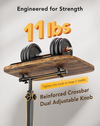 HUANUO TV Tray with Height Adjustment, 360° Swivel, 90° Tilt, Rustic Brown - Image 3